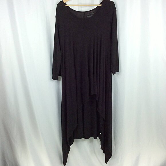 Lane Bryant Women's Plus Size 22/24 Black Hi Low Jersey Knit Dress Asymmetrical - Picture 1 of 6